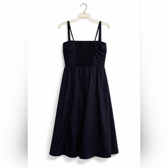 Abercrombie & Fitch Black Midi Cotton Fit & Flare Dress Size Petite Large - Picture 2 of 4